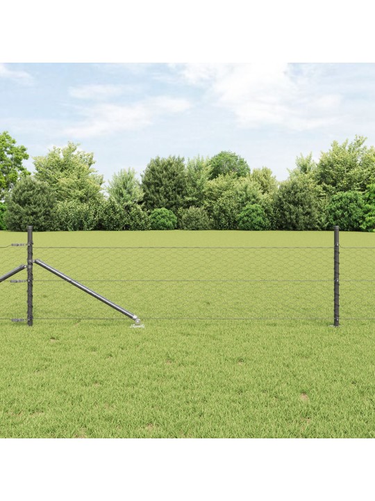 Kuusikulmainen Aita Harmaa 0.4x100 m Teräs, Aitarakennusosat 13 kpl Ø32 mm 60 cm Galvanoitu Teräs