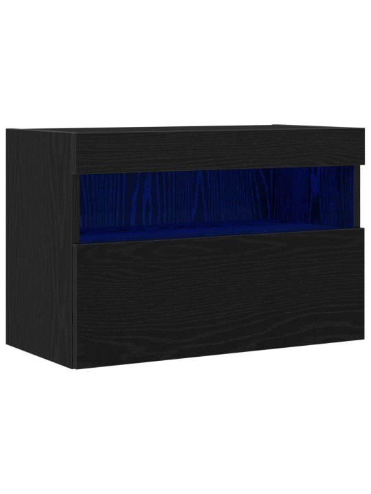 Tv seinäkaappi led-valoilla musta tammi 60x30x40 cm