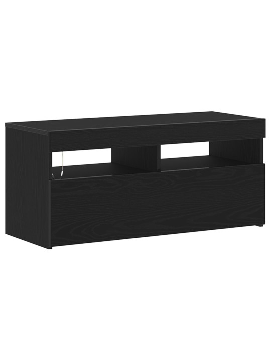 Tv-taso led-valoilla, musta tammi, 90x35x40 cm, tekninen puu
