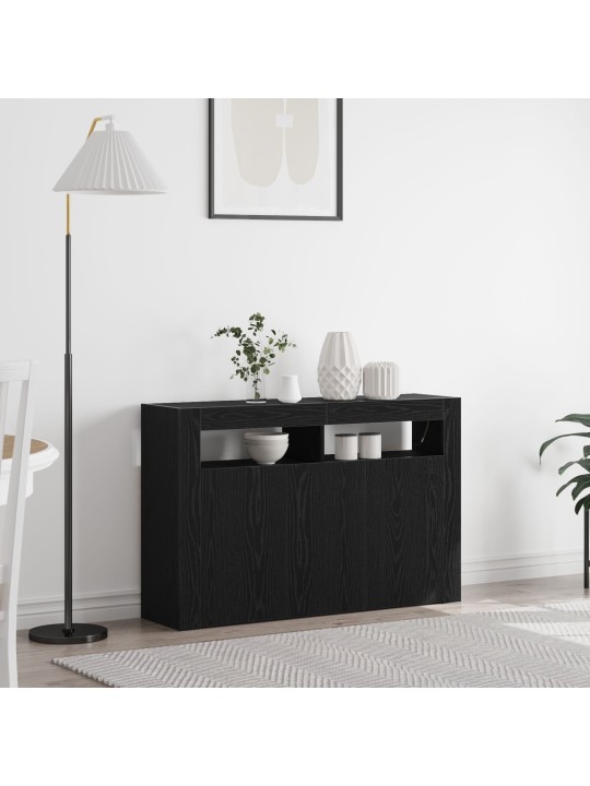 Sivupöytä musta tammi keinopuu 116 x 30 x 75 cm moderni sivupöytä