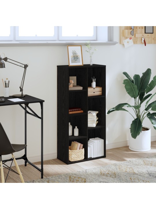 Kirjahylly musta tammi 50x25x105 cm tekninen puu