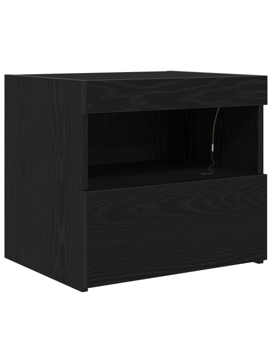 Yöpöytä led-valoilla musta tammi 50x40x45 cm
