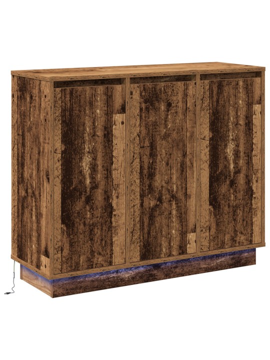 Siivoton laatikko led-valolla, vanha puu, 90x32x75 cm, koneistetusta puusta