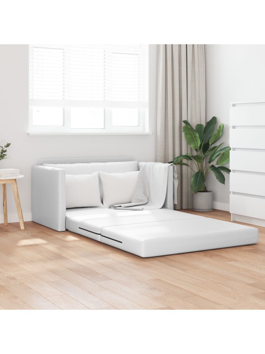 Lattiasohva 2-in-1 valkoinen 124x71x78 cm keinonahka