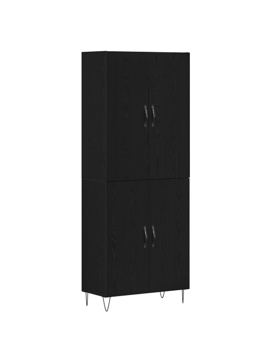 Highboard musta tammi 69,5x34x180 cm tekninen puu