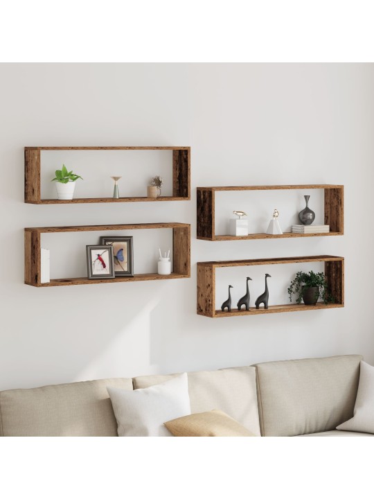 Seinä hyllyt 4 kpl vanha puu 80x15x26 cm tekninen puu