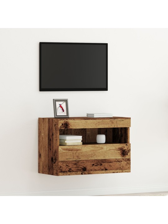 Tv-seinäkaappi led-valoilla vanha puu 60x30x40 cm