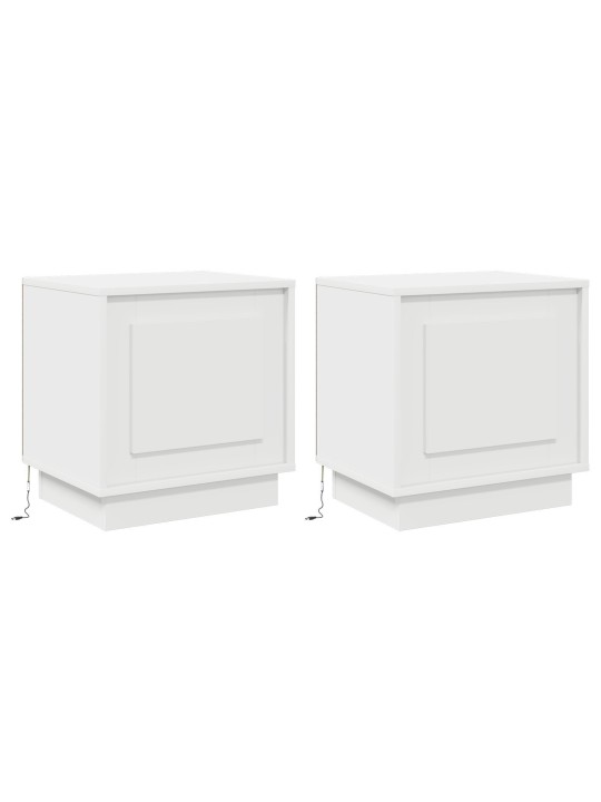 Yöpöydät led-valoilla 2 kpl valkoinen 44x34,5x45 cm