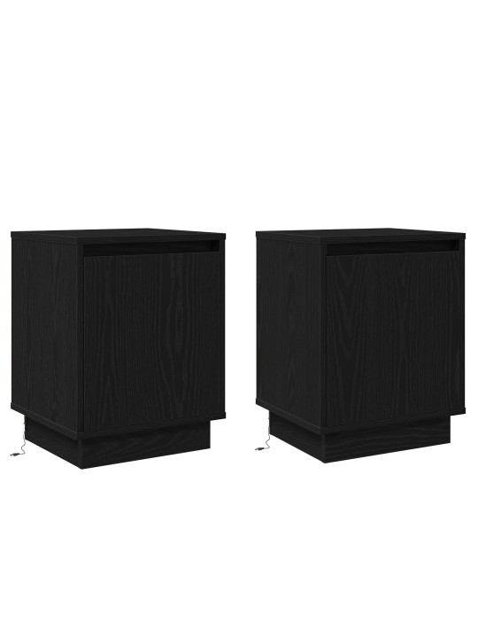 Yöpöydät led-valoilla 2 kpl musta 39x34,5x50 cm