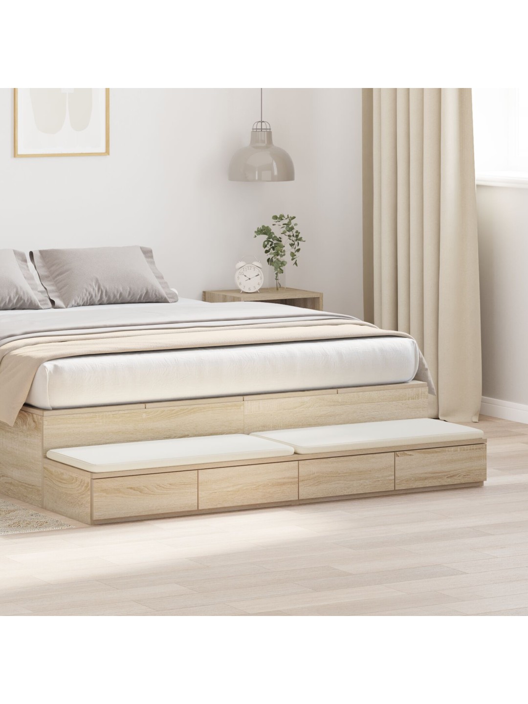 Vuode laatikot sonoma tammi 160x36,5x16,5 cm teknisestä puusta