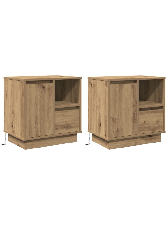 Yöpöydät led-valolla 2 kpl artisan tammi 50x34,5x50 cm