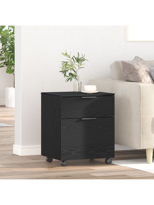 Mobile file cabinet with wheels black oak 45x38x54 cm