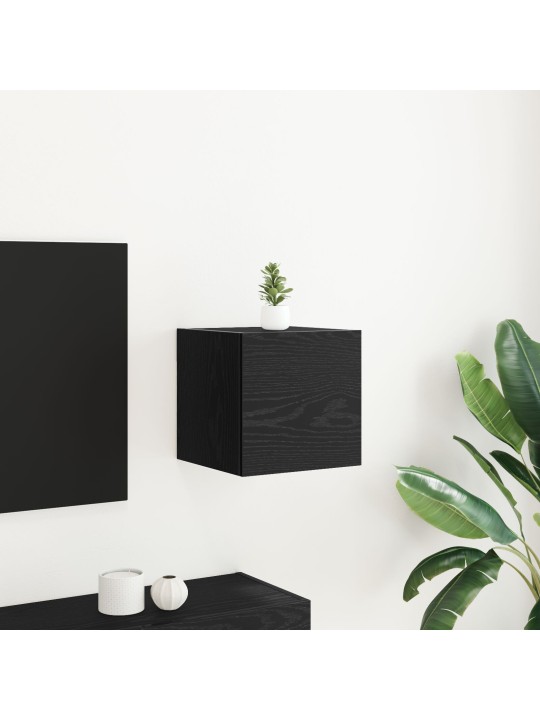 Seinälle kiinnitettävä tv-kaappi musta tammi 30,5x30x30 cm