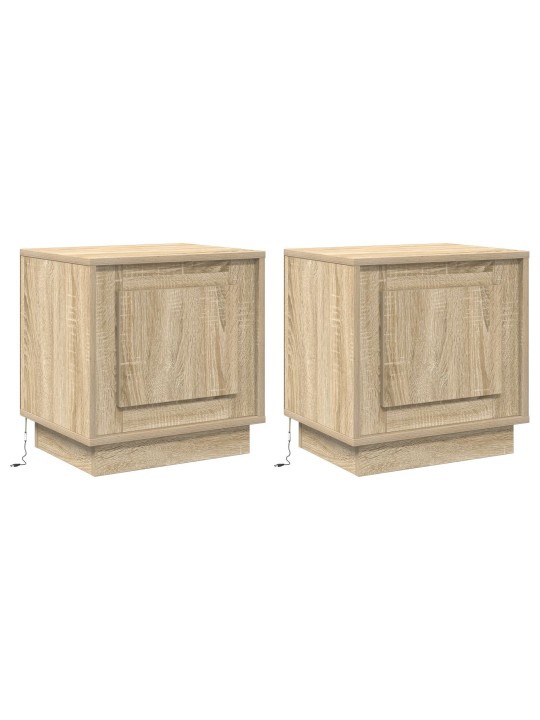 Yöpöydät led-valoilla 2 kpl sonoma tammi 44x34,5x45 cm