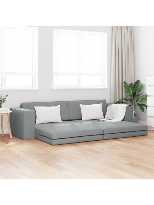 Lattiasohva vuode 2-in-1 vaaleanharmaa 245x150x60.5 cm kangas