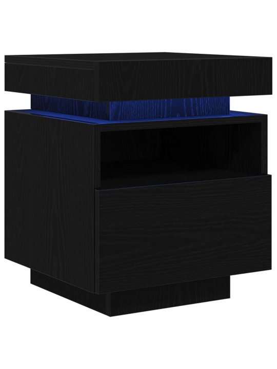 Yöpöytä led-valoilla 2 kpl musta tammi 40x39x48,5 cm
