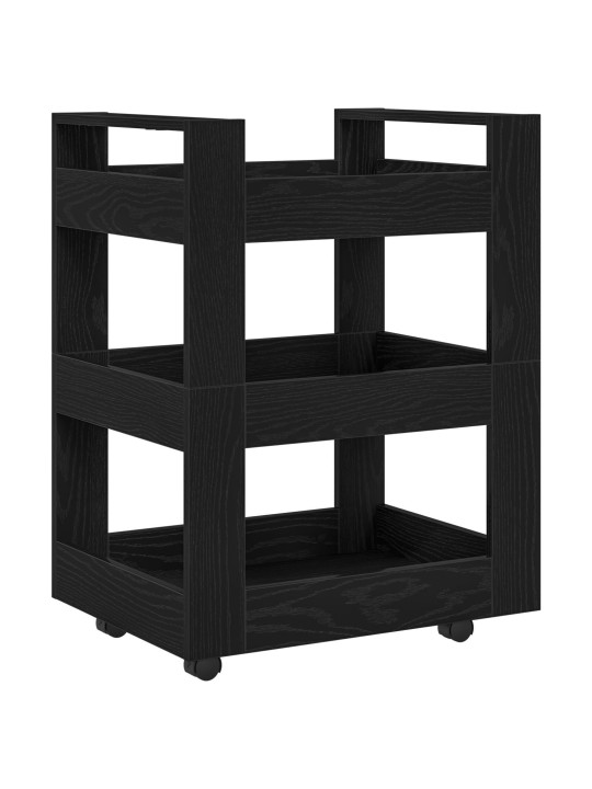 Keittiövaunu Musta tammi 60x45x80 cm Tekninen puu