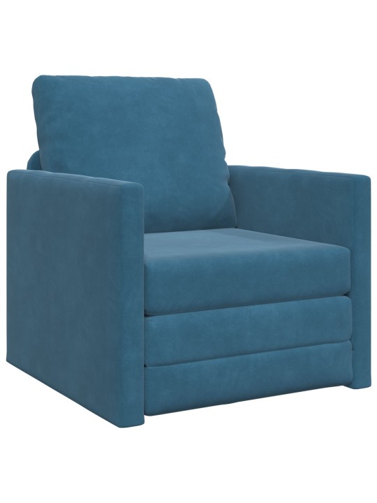 Lattiasohva 2-in-1 sininen 74x77x81 cm sametti