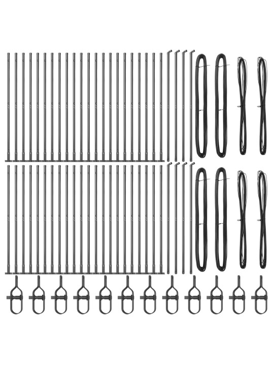 Aidan pylväät peruspohjilla 52 kpl ø32mm 83,5cm galvanoitua terästä