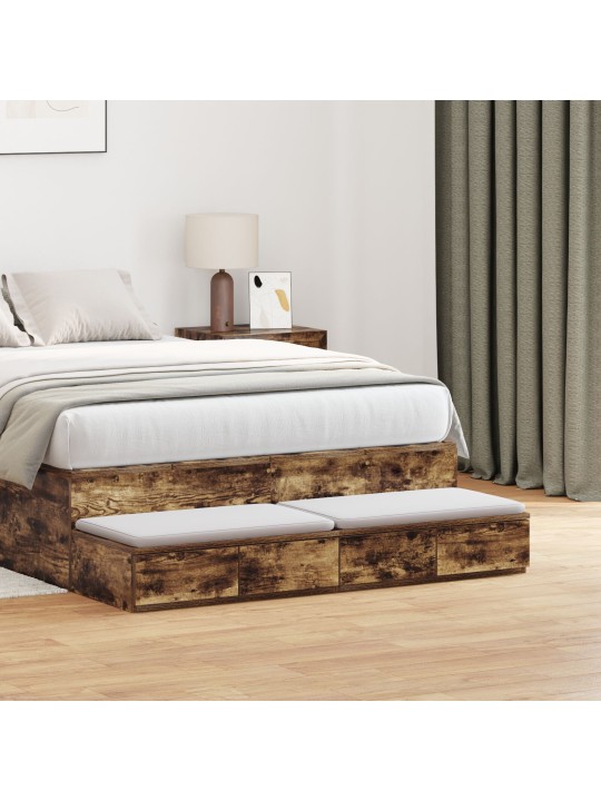 Sängyn laatikot savutettua tammea 120x36,5x16,5 cm teknistä puuta