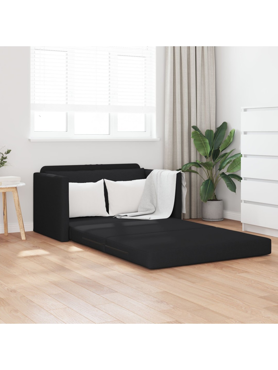 Lattiavuodesohva 2-in-1 musta 124x71x78 cm kangas