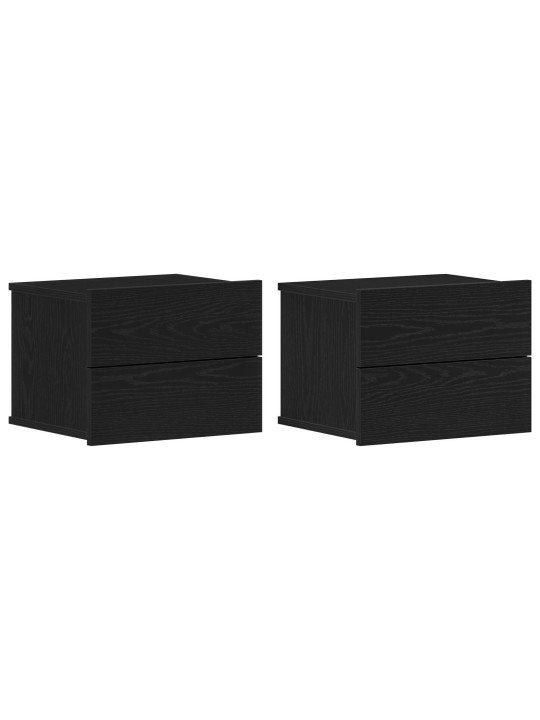 Yöpöydät 2 kpl Musta Tammi 40x30x30 cm Tekninen puu