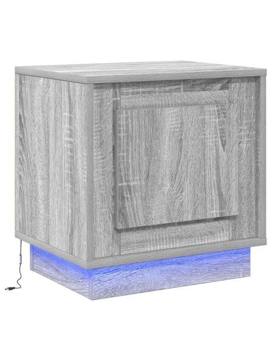 Yöpöytä led-valoilla harmaa sonoma 44x34,5x45 cm