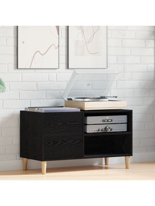 Record cabinet musta tammi 84,5x38x48 cm tekninen puu