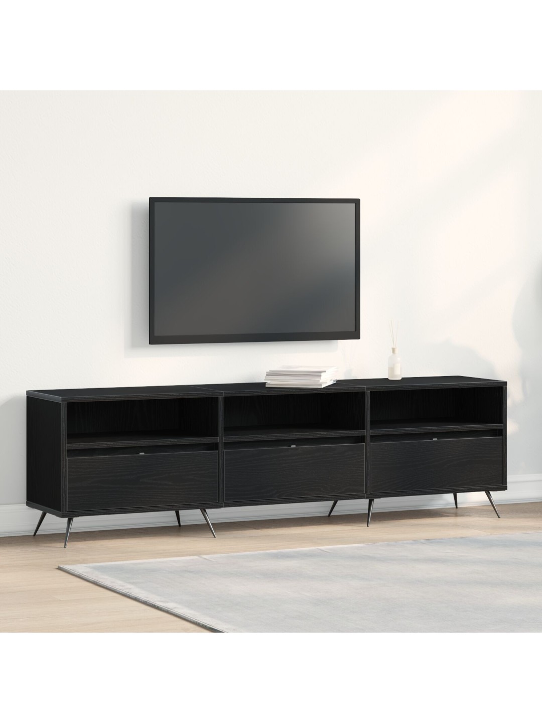 Tv-taso musta 150x30x44,5 cm tekninen puu