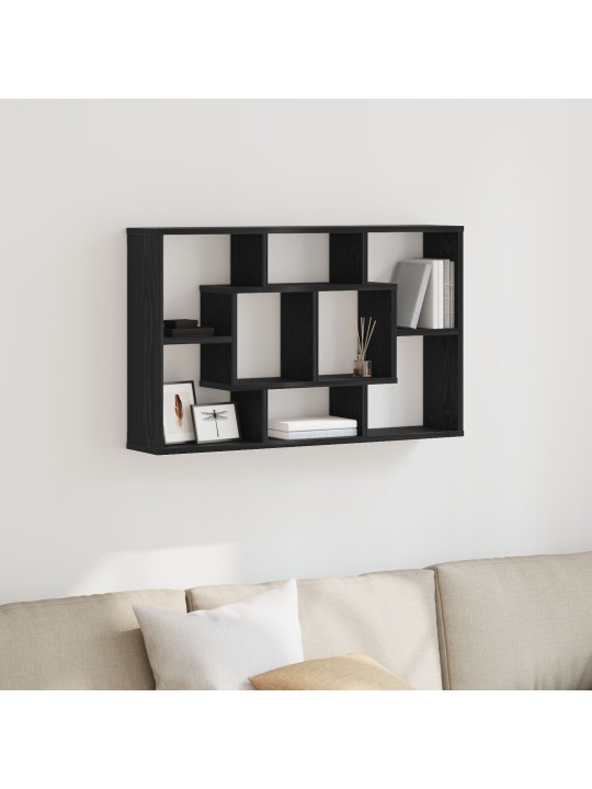 Seinä hylly - musta tammi, 85 x 16 x 52.5 cm, valmistettu teknillisestä puusta
