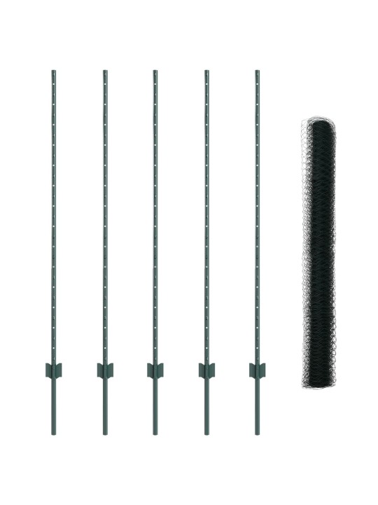 Aitapylväät 5 kpl u-kanava vihreä 140 cm terästä
