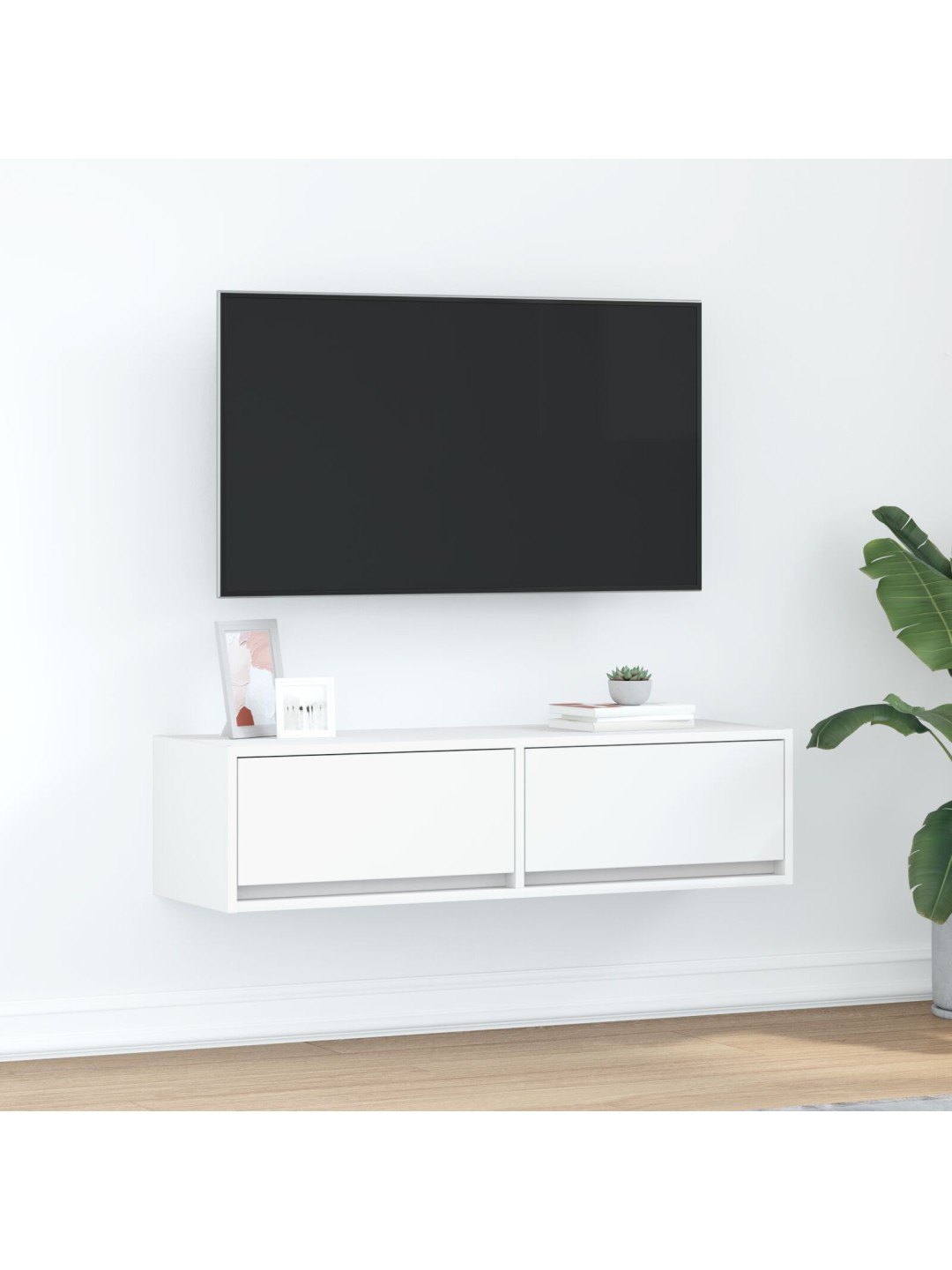 Tv-pöytä valkoinen 100x31x25,5 cm tekninen puu