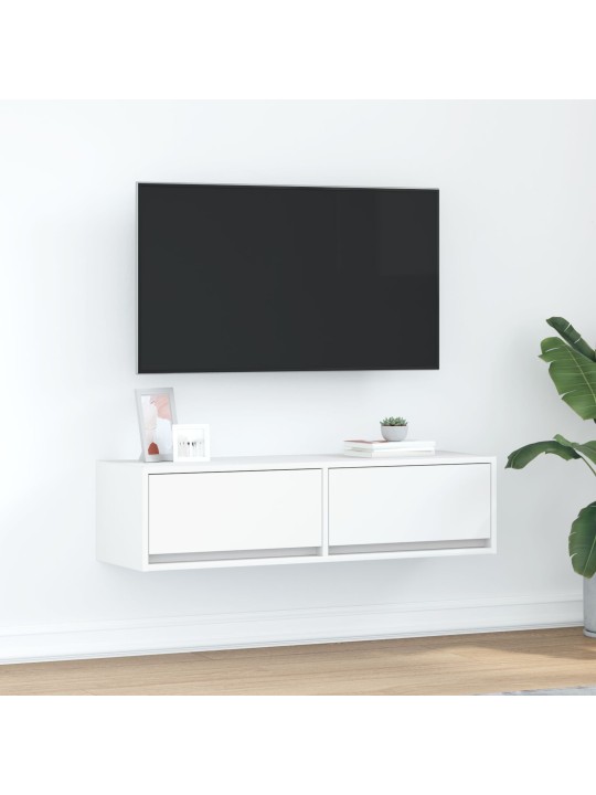 Tv-pöytä valkoinen 100x31x25,5 cm tekninen puu