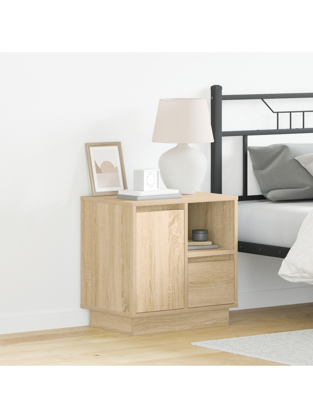 Yöpöydät led:llä 2 kpl sonoma tammi 50x34.5x50 cm