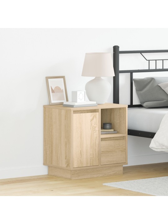 Yöpöydät led:llä 2 kpl sonoma tammi 50x34.5x50 cm