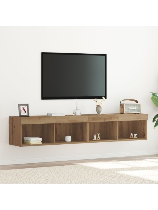 Tv seinäkaapit led-valoilla 2 kpl artisan tammi 80x30x30 cm