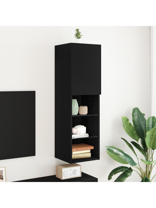 Led tv kaappi musta tammi 30,5x30x102 cm tekninen puu