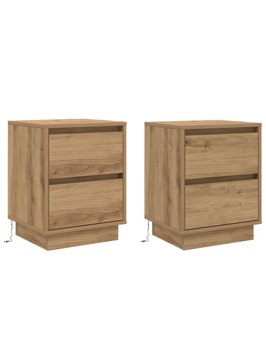 Yöpöydät led-valoilla 2 kpl taiteellinen tammi 39x34.5x50 cm