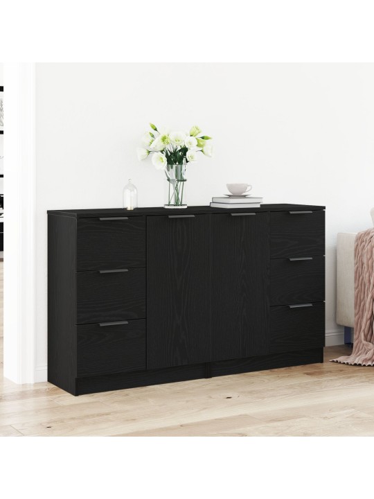 Sivupöydät 2 kpl musta tammi 60x30x70 cm teknisestä puusta