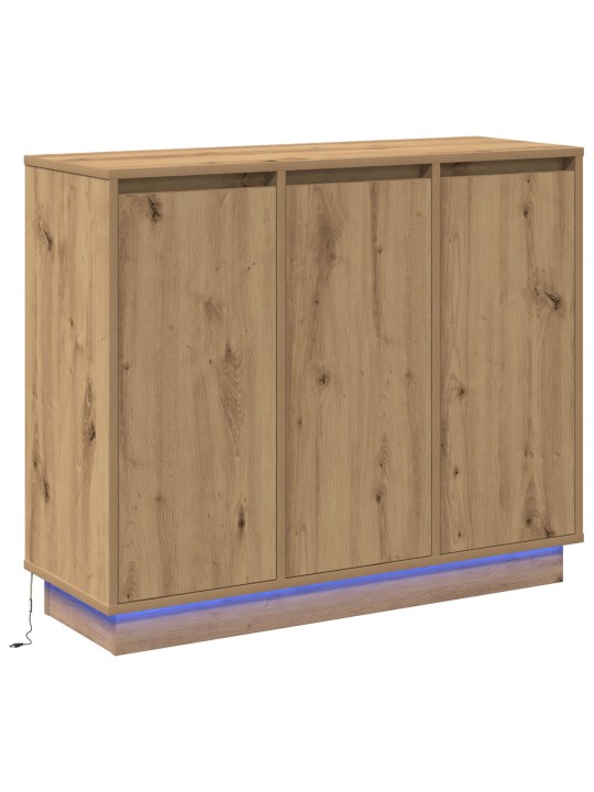 Sivupöytä led-valaistuksella artisan tammi 90x32x75 cm teollisuuspuusta