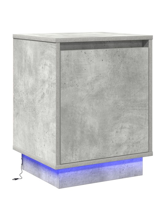 Yöpöytä led-valoilla betoni harmaa 39x34.5x50 cm
