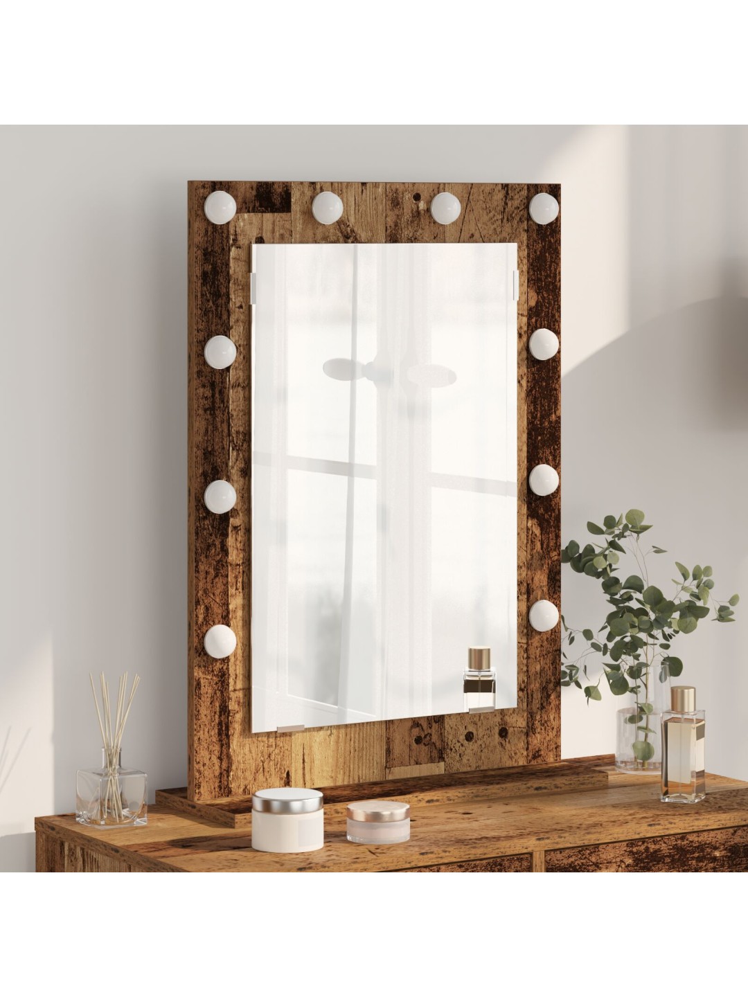 Vainityöpeili vanha puu massiivipuuta 70 x 50 x 18 cm peili