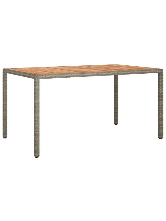 Ulkopuolinen ruokailupöytä harmaa 150x90x75 cm polyrottinki