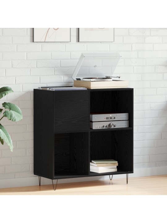 Levykaappi musta tammi 84.5x38x90 cm tekninen puu