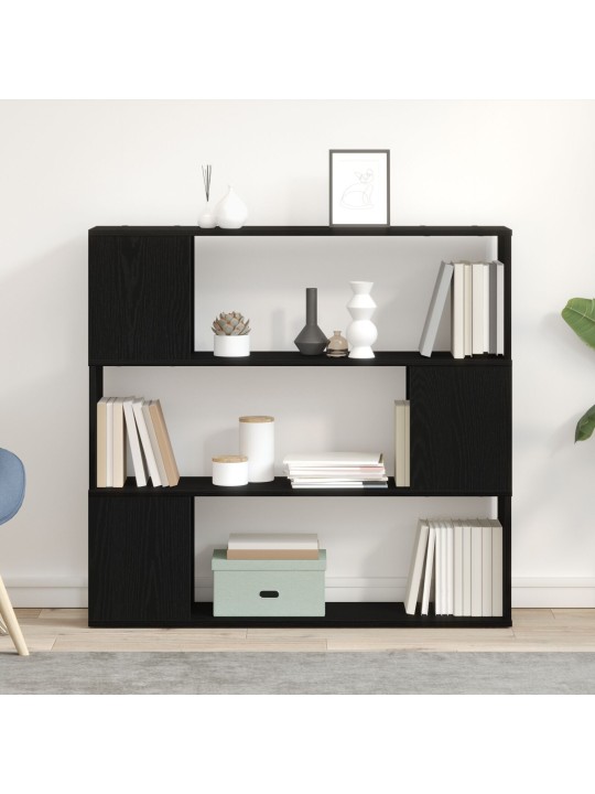 Kirjahylly musta tammi 100x24x94 cm teknopuu