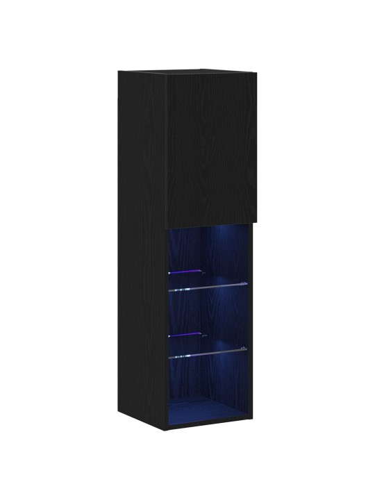 Led-tv-kaappi 2 kpl musta tammi 30,5x30x102 cm tekninen puu