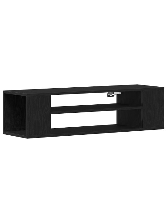 Seinäkiinnitettävä tv-taso mustasta tammi 100x30x26,5 cm teknistä puu