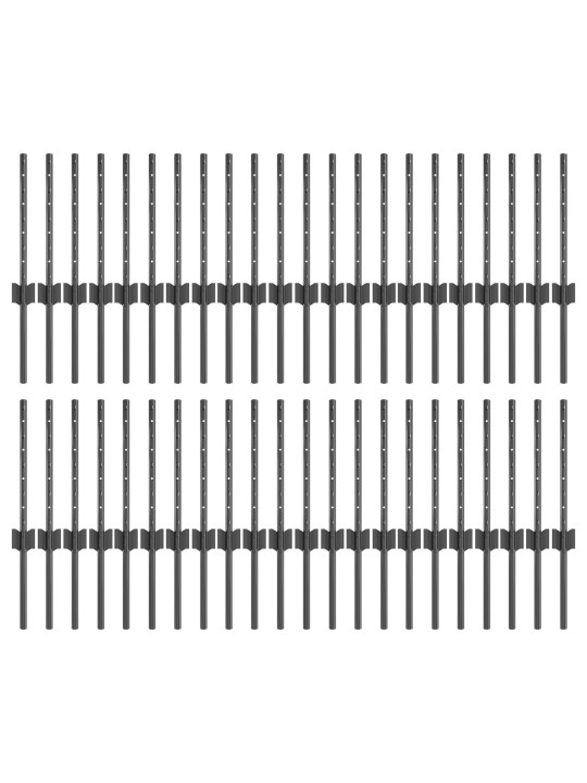 Aidanpylväät 44 kpl u-kanaali harmaa 80 cm teräs