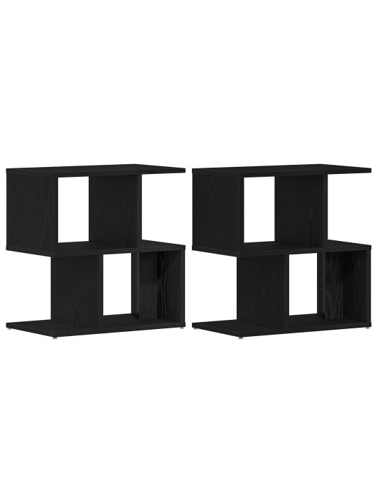 Yöpöytä 2 kpl musta tammi 50x30x51,5 cm pohjustettua puuta
