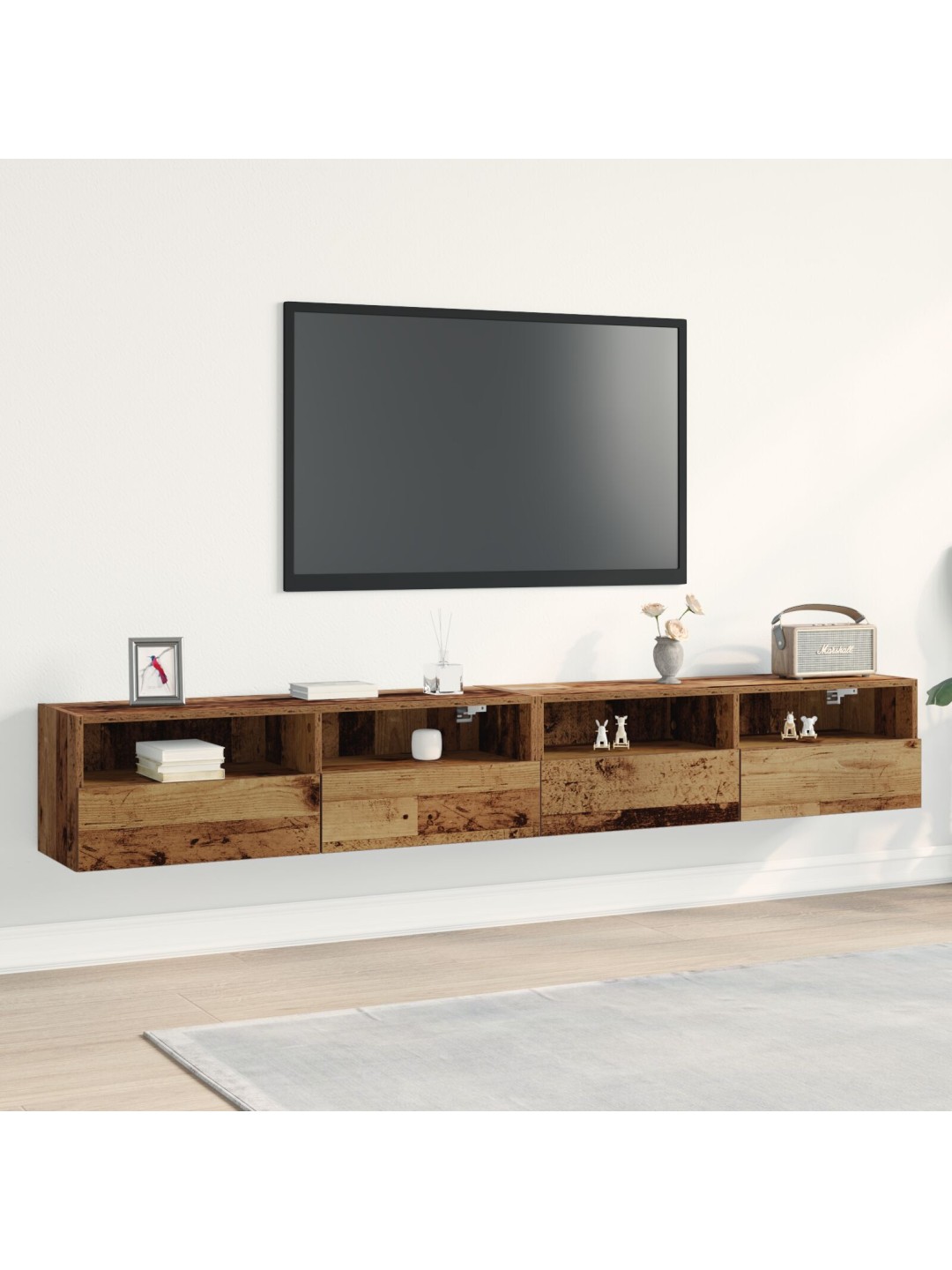 Tv-seinätelineet 2 kpl vanha puu 100x30x30 cm tekninen puu